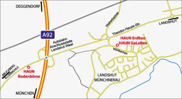 Anfahrtsbeschreibung HAUN Firmengruppe Landshut - Grafik © Ulrich Pioch  - www.peppUP.de